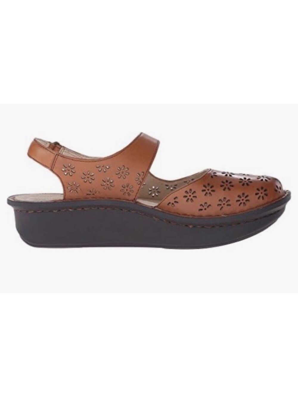 Alegria Jemma Perforated Leather Mary Jane Clog Sandals Womens 41 Brown